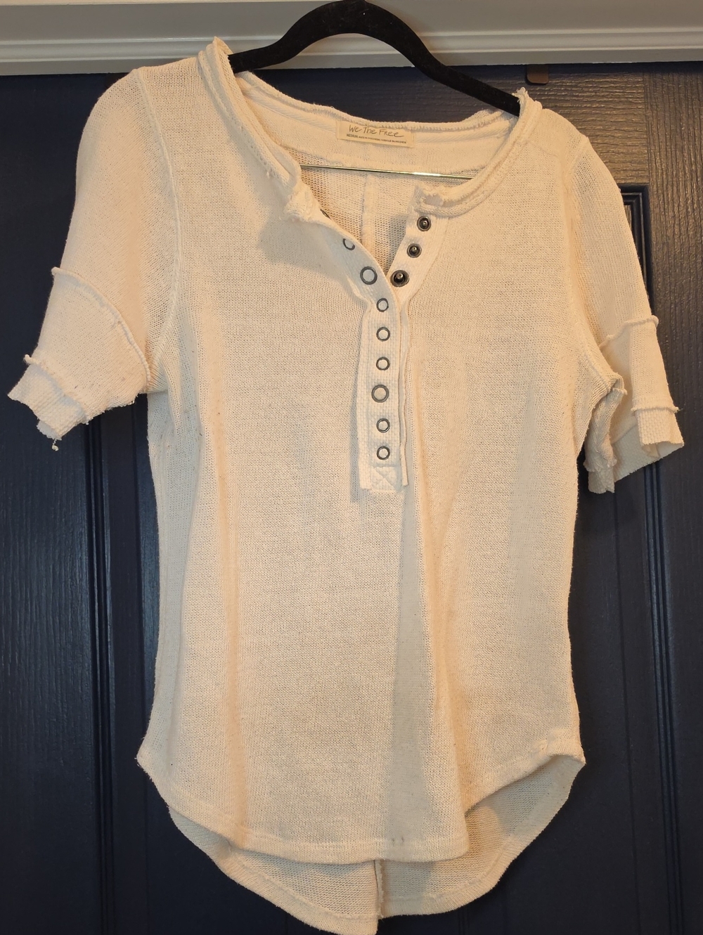 We The Free Cream Snap-Front Short Sleeve Henley